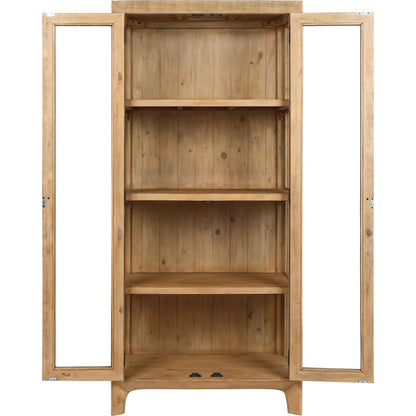 Crest Reclaimed Pine Curio Cabinet by Classic Home in natural. Made from reclaimed pine, tempered glass in a transitional style.