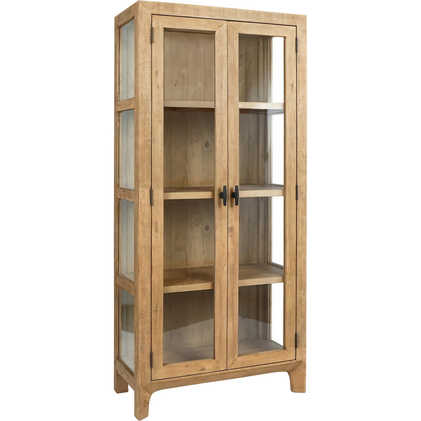 010 SI-2256324 | Primary Silo | Crest Reclaimed Pine Curio Cabinet by Classic Home in natural. Made from reclaimed pine, tempered glass in a transitional style.