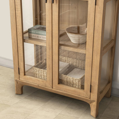 Crest Reclaimed Pine Curio Cabinet by Classic Home in natural. Made from reclaimed pine, tempered glass in a transitional style.