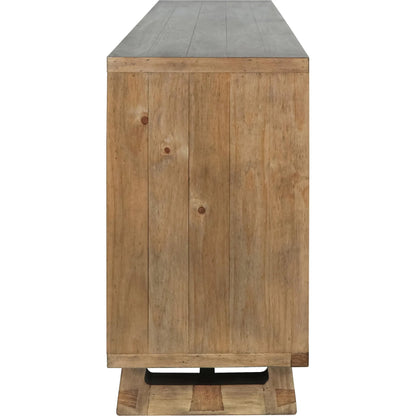 Lyra Reclaimed Pine Wood Buffet Sideboard by Classic Home in smoke. Made from reclaimed pine in a transitional style.