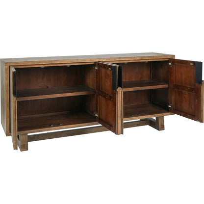 Lyra Reclaimed Pine Wood Buffet Sideboard by Classic Home in smoke. Made from reclaimed pine in a transitional style.