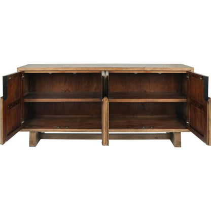 Lyra Reclaimed Pine Wood Buffet Sideboard by Classic Home in smoke. Made from reclaimed pine in a transitional style.