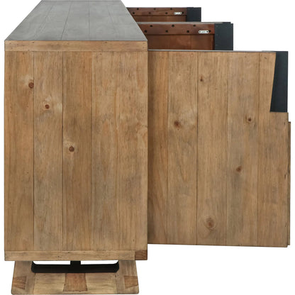 Lyra Reclaimed Pine Wood Buffet Sideboard by Classic Home in smoke. Made from reclaimed pine in a transitional style.
