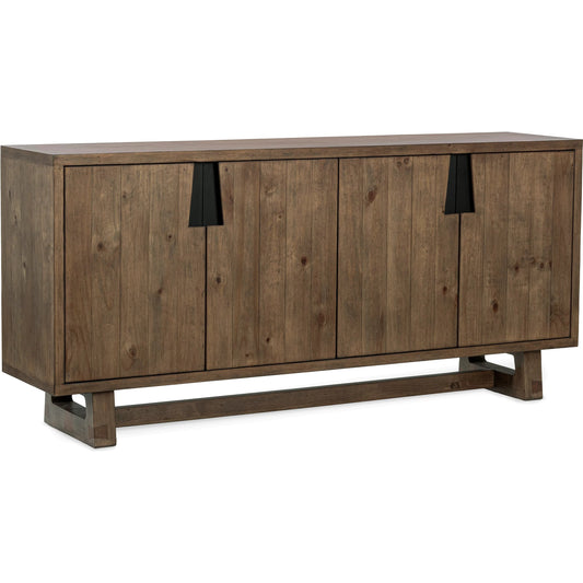 Lyra Reclaimed Pine Wood Buffet Sideboard by Classic Home in smoke. Made from reclaimed pine in a transitional style.