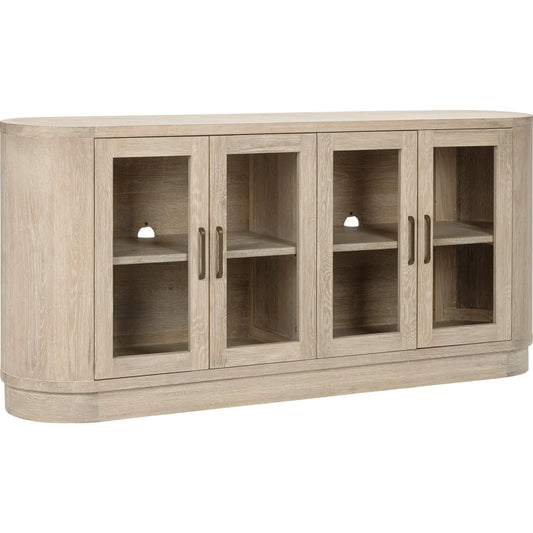 Vander Sideboard by Classic Home in white wash. Made from oak veneer, tempered glass in a unique style.