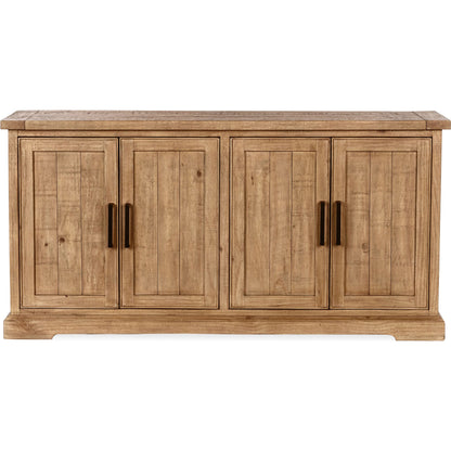 Allegra 4-Door Reclaimed Pine Wood Buffet Sideboard by Kosas Home in natural. Made from reclaimed pine in a unique style.