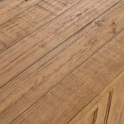 Allegra 4-Door Reclaimed Pine Wood Buffet Sideboard by Kosas Home in natural. Made from reclaimed pine in a unique style.