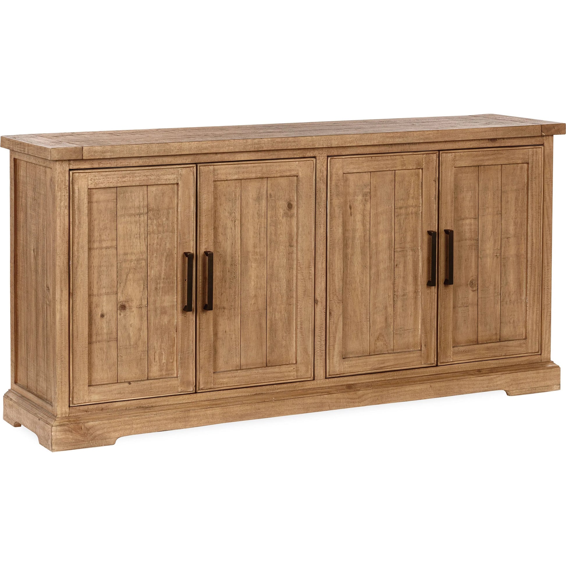 Allegra 4-Door Reclaimed Pine Wood Buffet Sideboard by Kosas Home in natural. Made from reclaimed pine in a unique style.