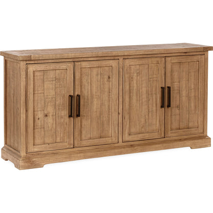 Allegra 4-Door Reclaimed Pine Wood Buffet Sideboard by Kosas Home in natural. Made from reclaimed pine in a unique style.
