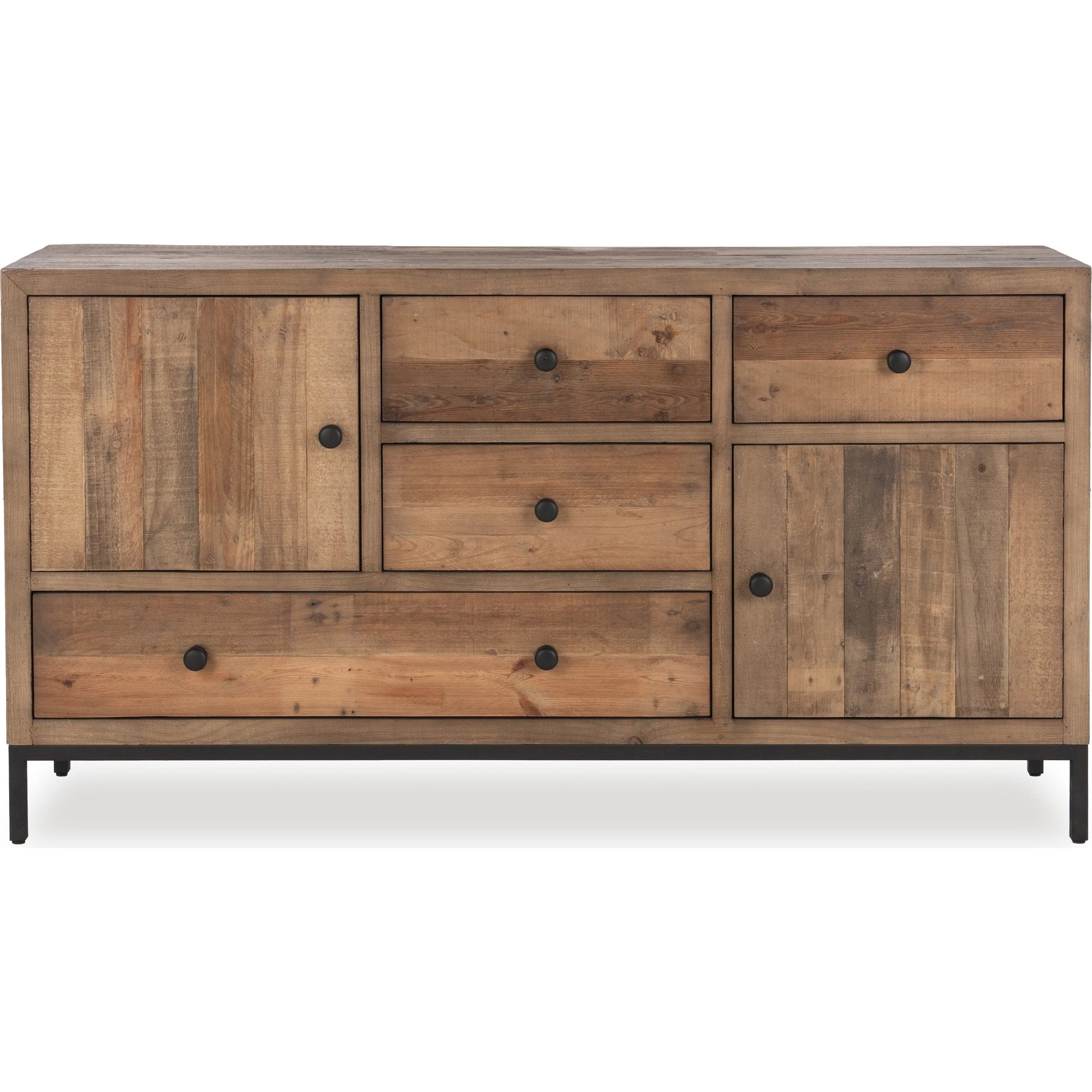 Dita Reclaimed Pine Wood Sideboard Buffet by Kosas Home in natural. Made from reclaimed pine in a transitional style.