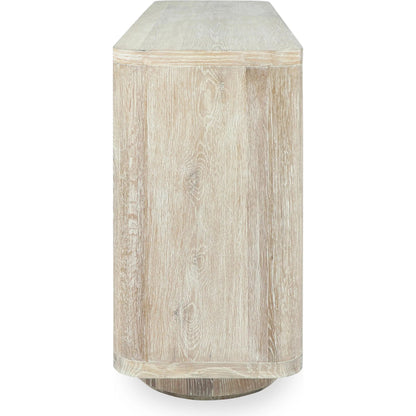 Tiber Oak Veneer Wood Buffet Sideboard by Classic Home in white wash. Made from oak veneer in a transitional style.