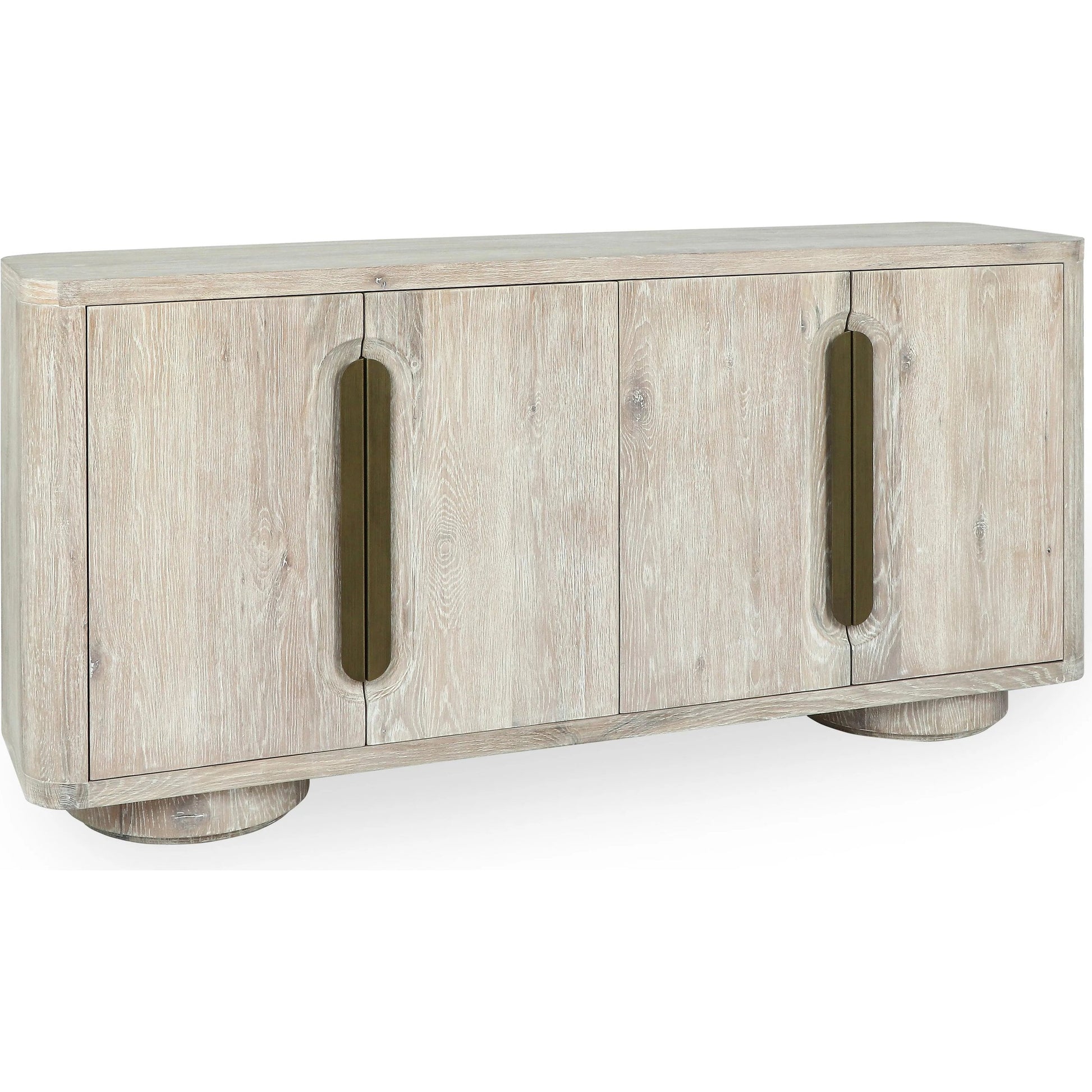 Tiber Oak Veneer Wood Buffet Sideboard by Classic Home in white wash. Made from oak veneer in a transitional style.