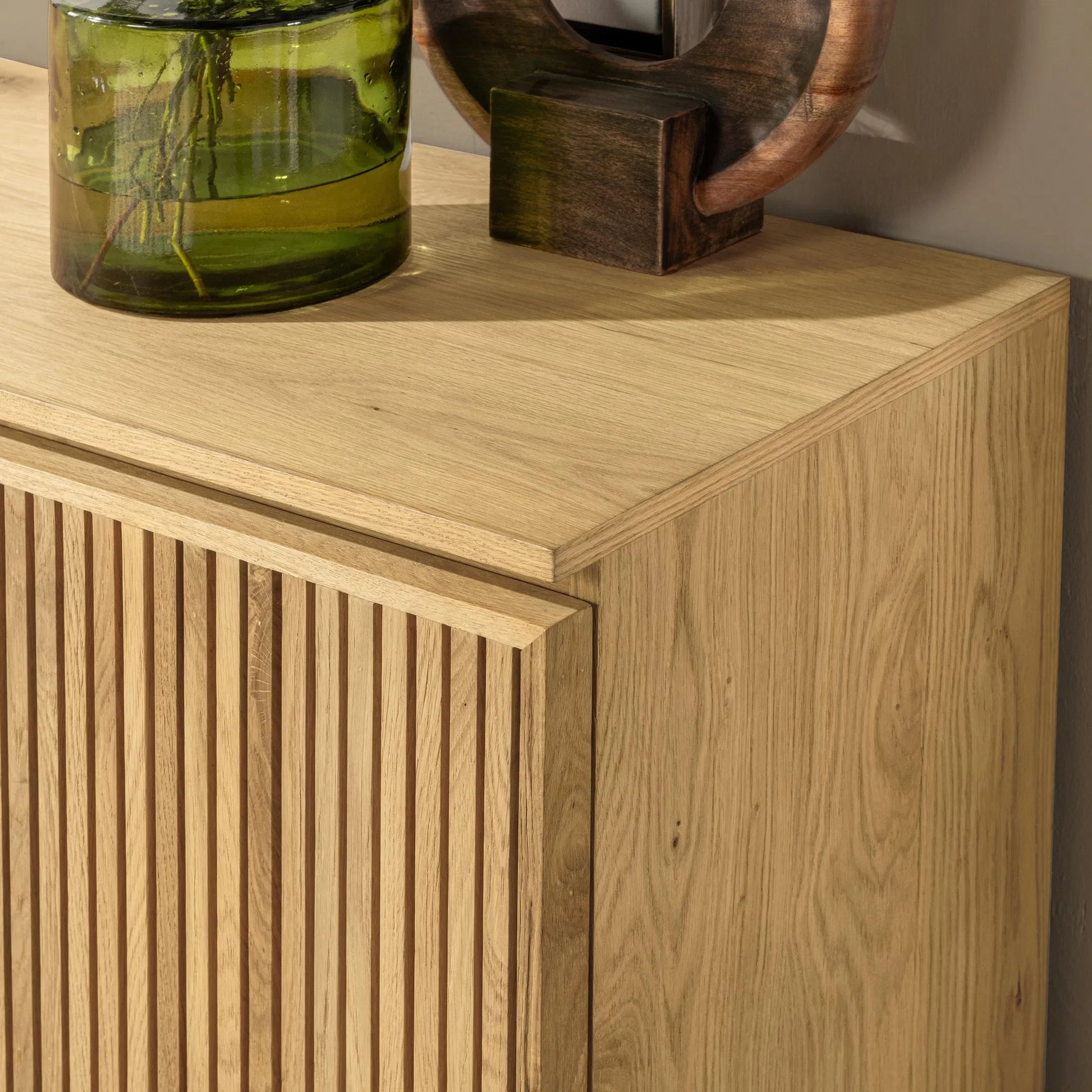 Roya 4-Door Buffet by Classic Home in washed cream. Made from oak veneer in a transitional style.