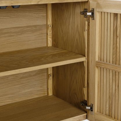 Roya 4-Door Buffet by Classic Home in washed cream. Made from oak veneer in a transitional style.
