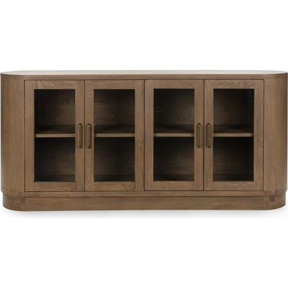 Vander Wood Buffett Sideboard by Classic Home. Made from oak veneer, tempered glass in a transitional style.