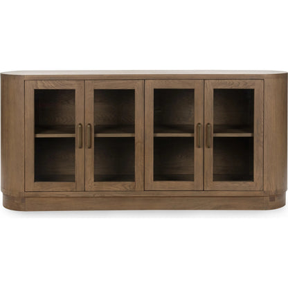 Vander Sideboard by Classic Home. Made from oak veneer, tempered glass in a transitional style.