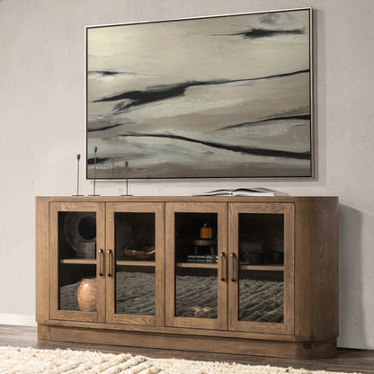 Vander Wood Buffett Sideboard by Classic Home. Made from oak veneer, tempered glass in a transitional style.