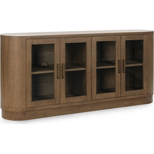 Vander Wood Buffett Sideboard by Classic Home. Made from oak veneer, tempered glass in a unique style.