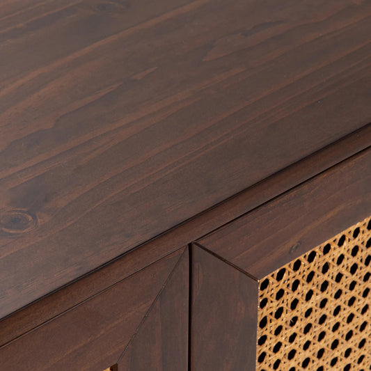 Edris 2-Door Wood Accent Cabinet by Kosas Home in natural, beige. Made from pine wood, cane in a unique style.