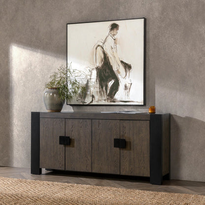 Deaven Buffet by Classic Home in toasted brown. Made from oak veneer in a transitional style.