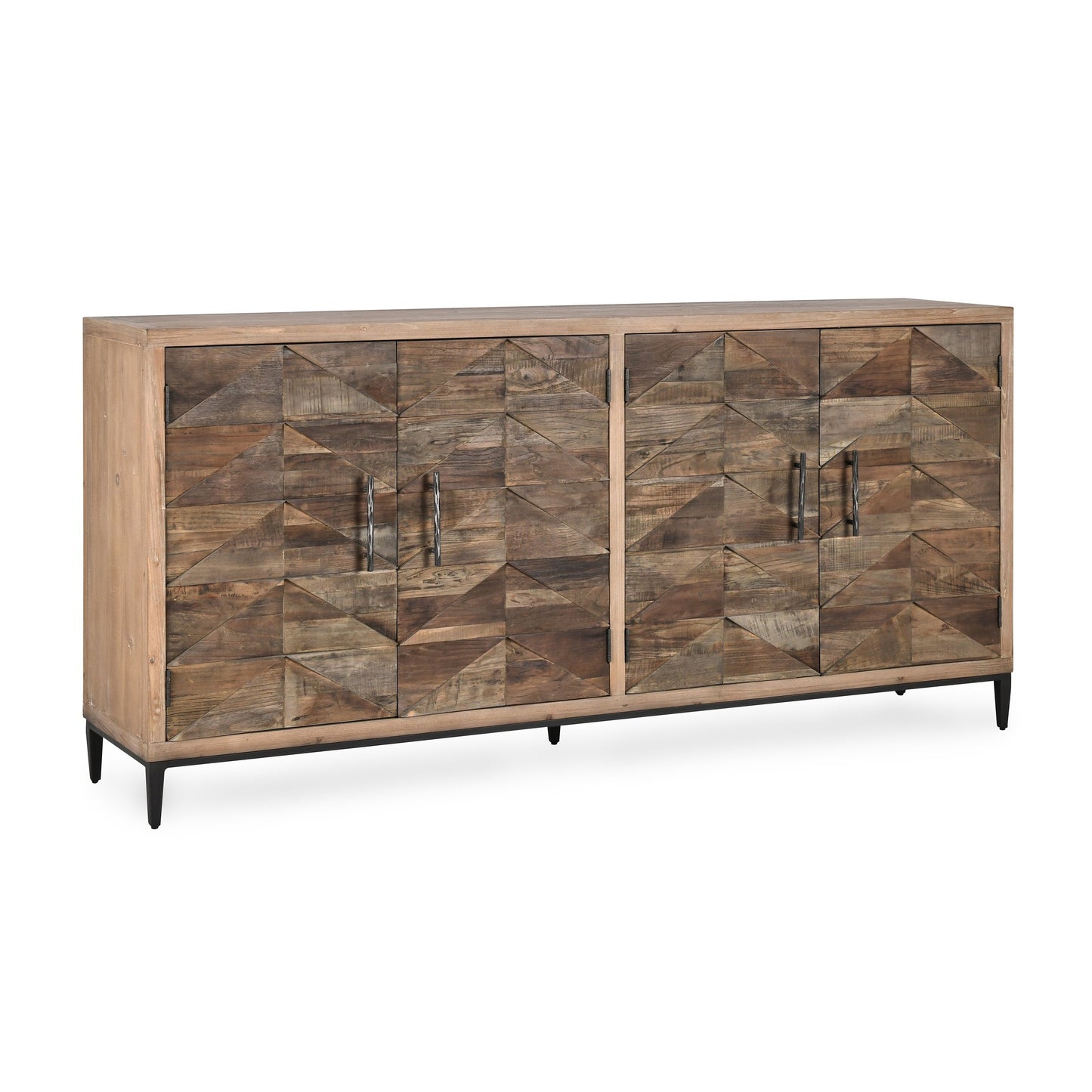 001 SI-2007488 | Primary Silo | Mave 4-Door Sideboard by Classic Home in multi-tone natural. Made from reclaimed elm, reclaimed pine, iron base in a modern style.