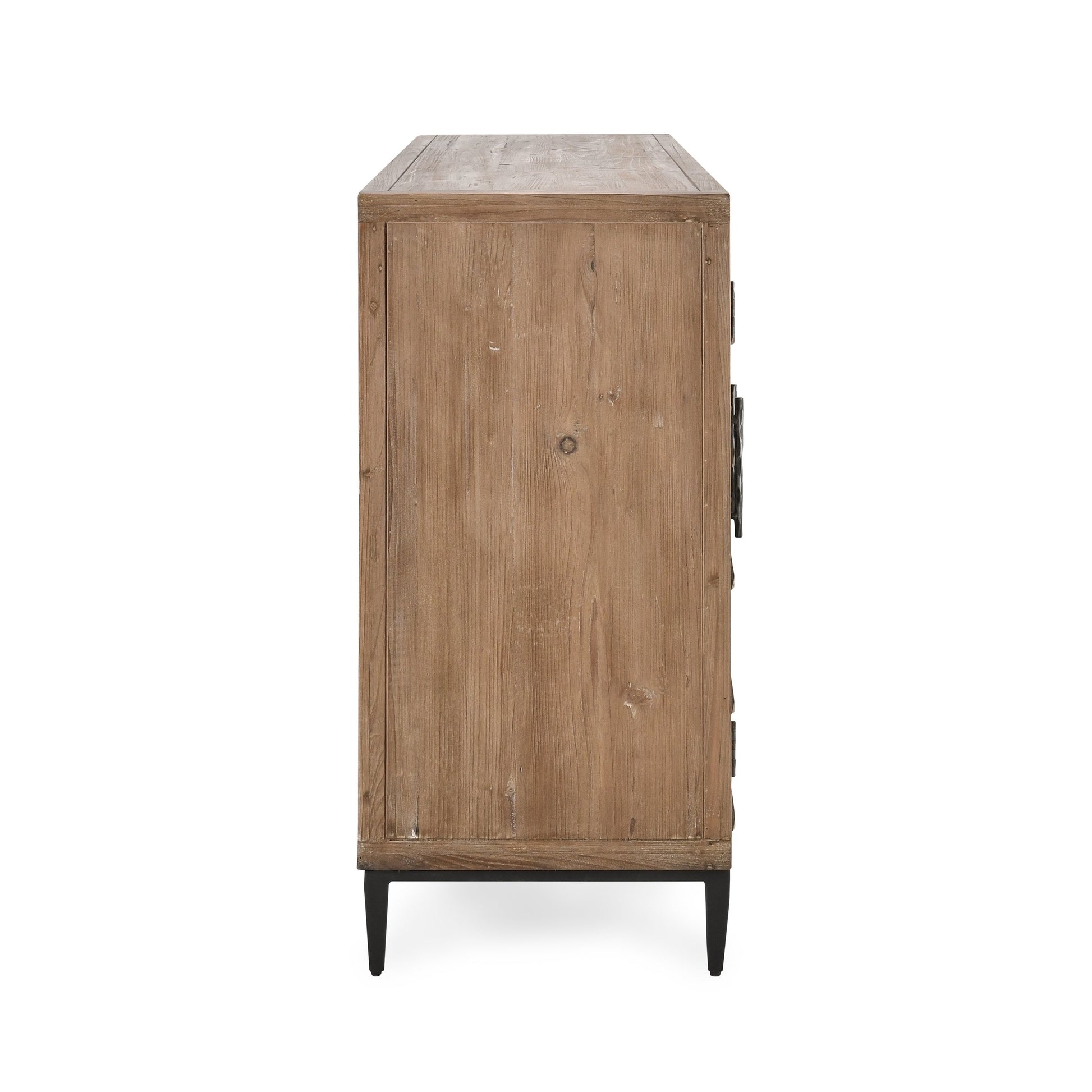 Mave 4-Door Sideboard by Classic Home in multi-tone natural. Made from reclaimed elm, reclaimed pine, iron base in a modern style.