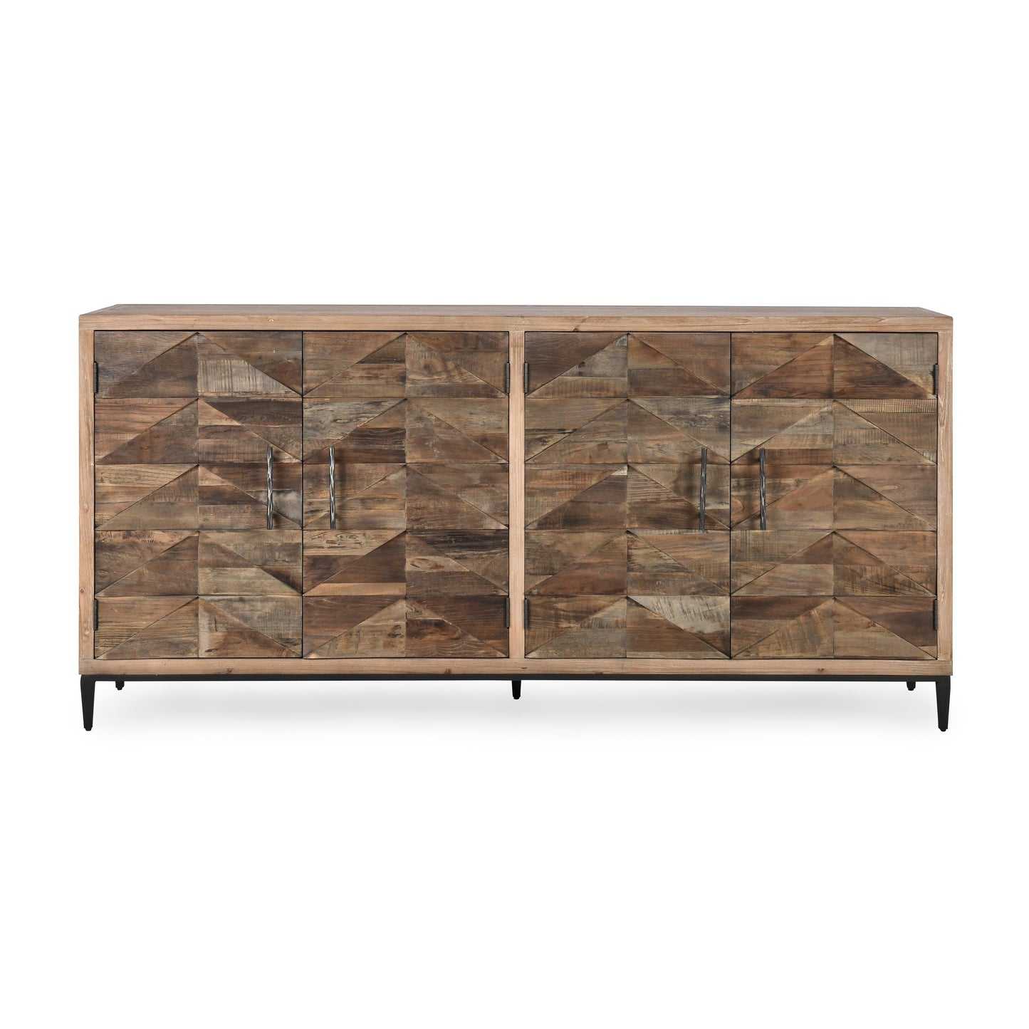 004 SI-2007488 | Additional Silo | Mave 4-Door Sideboard by Classic Home in multi-tone natural. Made from reclaimed elm, reclaimed pine, iron base in a modern style.