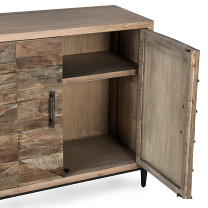 Mave 4-Door Sideboard by Classic Home in multi-tone natural. Made from reclaimed elm, reclaimed pine, iron base in a modern style.