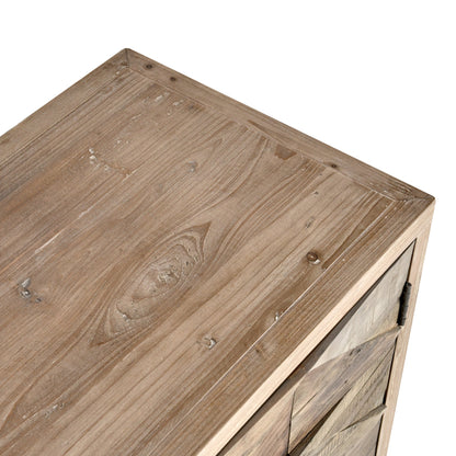 Mave 4-Door Sideboard by Classic Home in multi-tone natural. Made from reclaimed elm, reclaimed pine, iron base in a modern style.