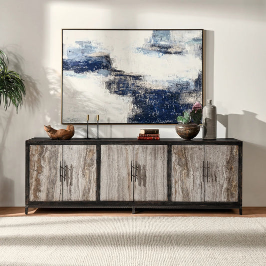 Lisbon Reclaimed Pine 6 Door Sideboard by Classic Home in brown. Made from reclaimed pine in a unique style.
