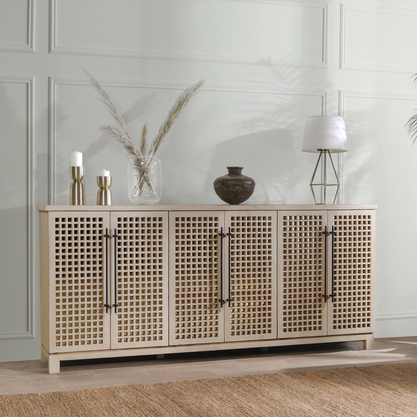 010 SI-2078744 | Lifestyle | Landon 6 Doors Sideboard by Classic Home in antique white. Made from reclaimed pine in a cottage & farmhouse style.