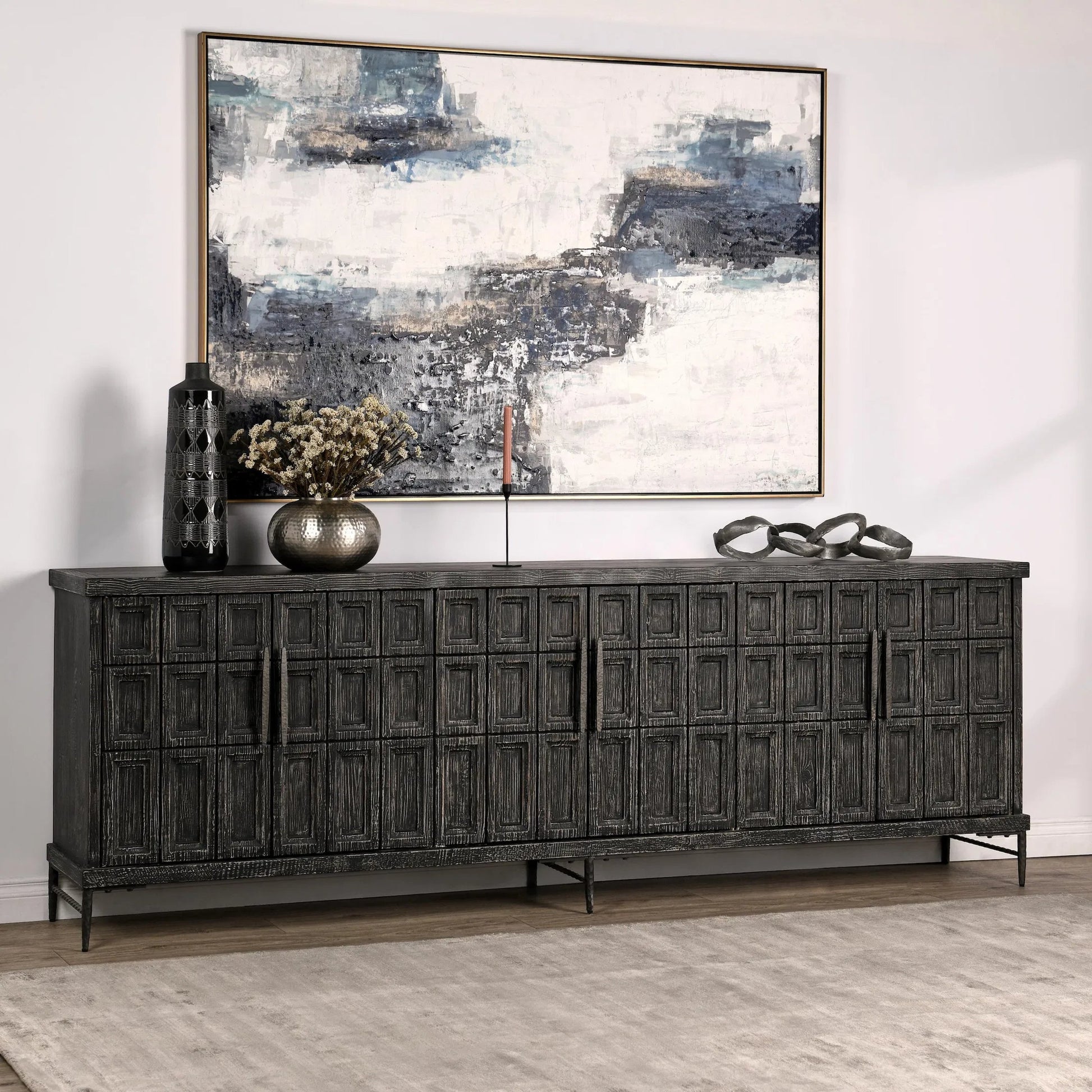 Willmark 6-Door Reclaimed Pine Wood Sideboard Buffet by Classic Home. Made from reclaimed pine in a traditional style.