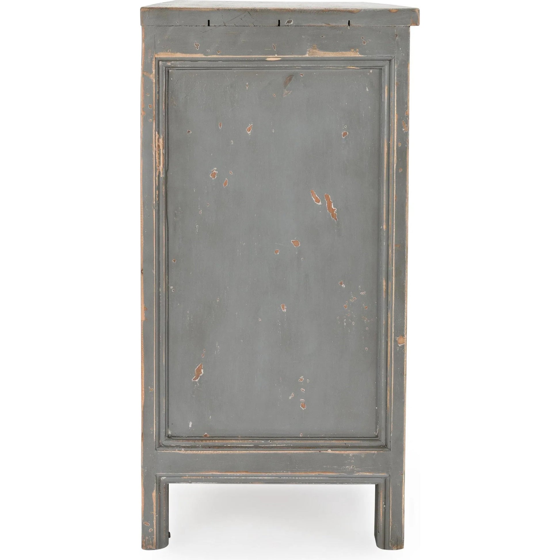 Amherst 4-Drawer Reclaimed Pine Wood Sideboard Buffet by Classic Home in gray. Made from reclaimed pine in a rustic style.