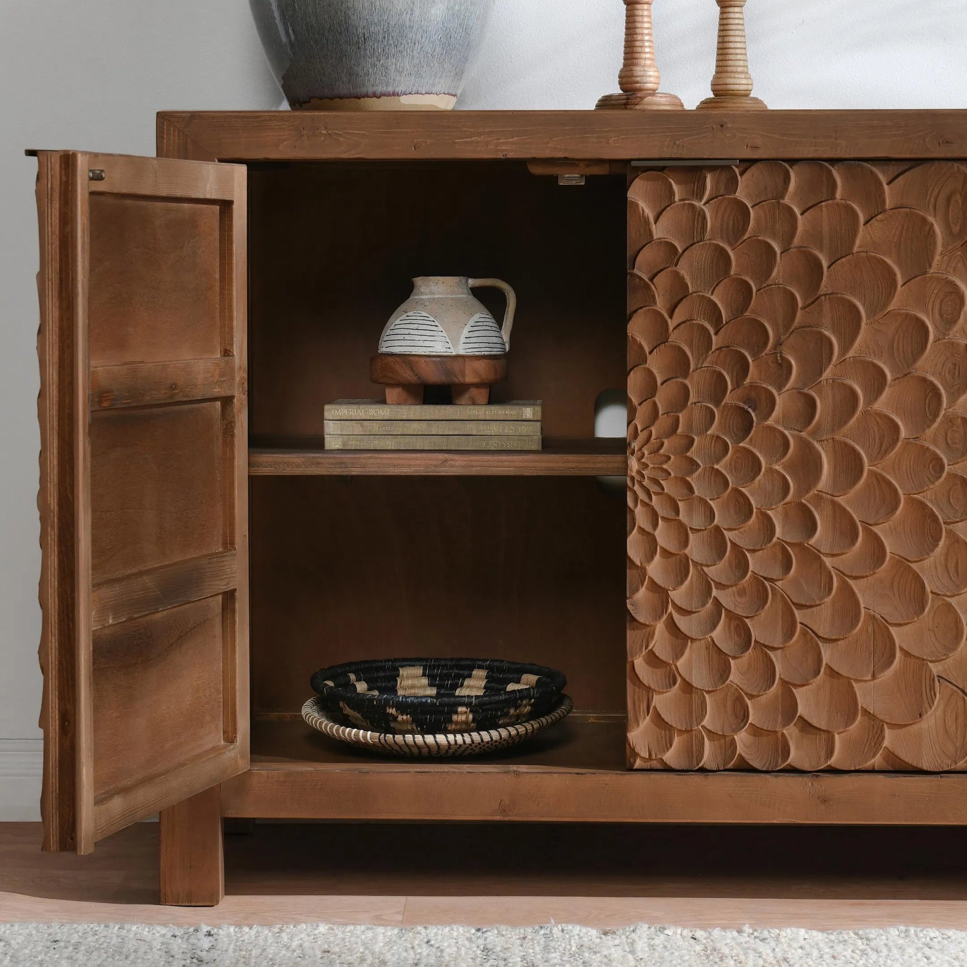 Astrid Buffet Sideboard by Classic Home in brown. Made from reclaimed pine in a unique style.