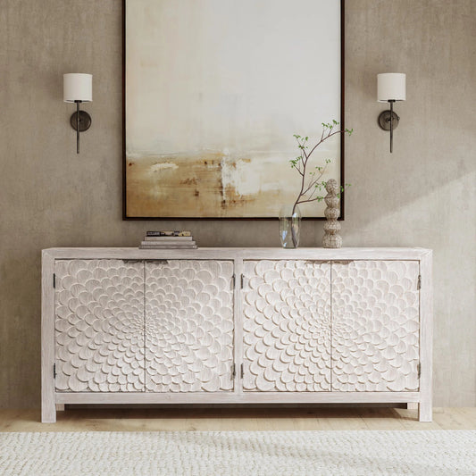 Astrid 4DR Sideboard Vintage by Classic Home in cream. Made from reclaimed pine in a modern style.