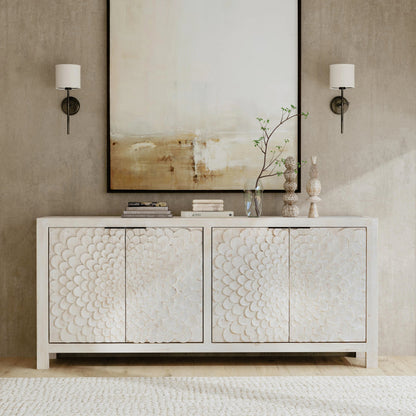 Astrid 4DR Sideboard Vintage by Classic Home in cream. Made from reclaimed pine in a modern style.