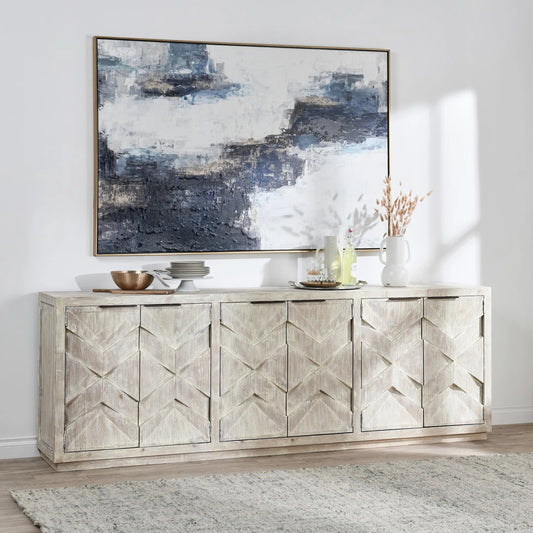 Frederick Six Door Reclaimed Pine Sideboard by Classic Home in white. Made from reclaimed pine in a modern style.