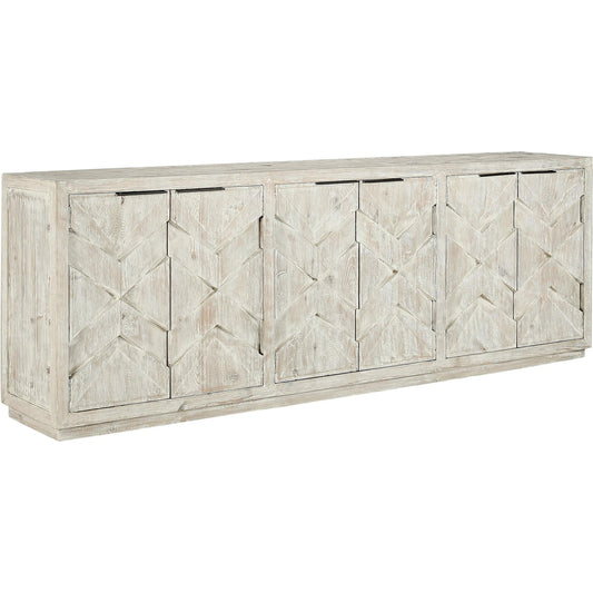Frederick Six Door Reclaimed Pine Sideboard by Classic Home in white. Made from reclaimed pine in a modern style.