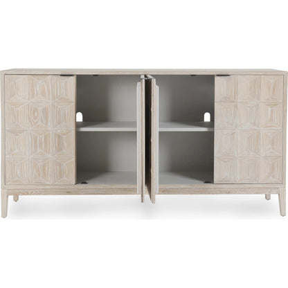 Mira 78" Oak Wood White Buffet by Classic Home in white. Made from oak wood in a unique style.