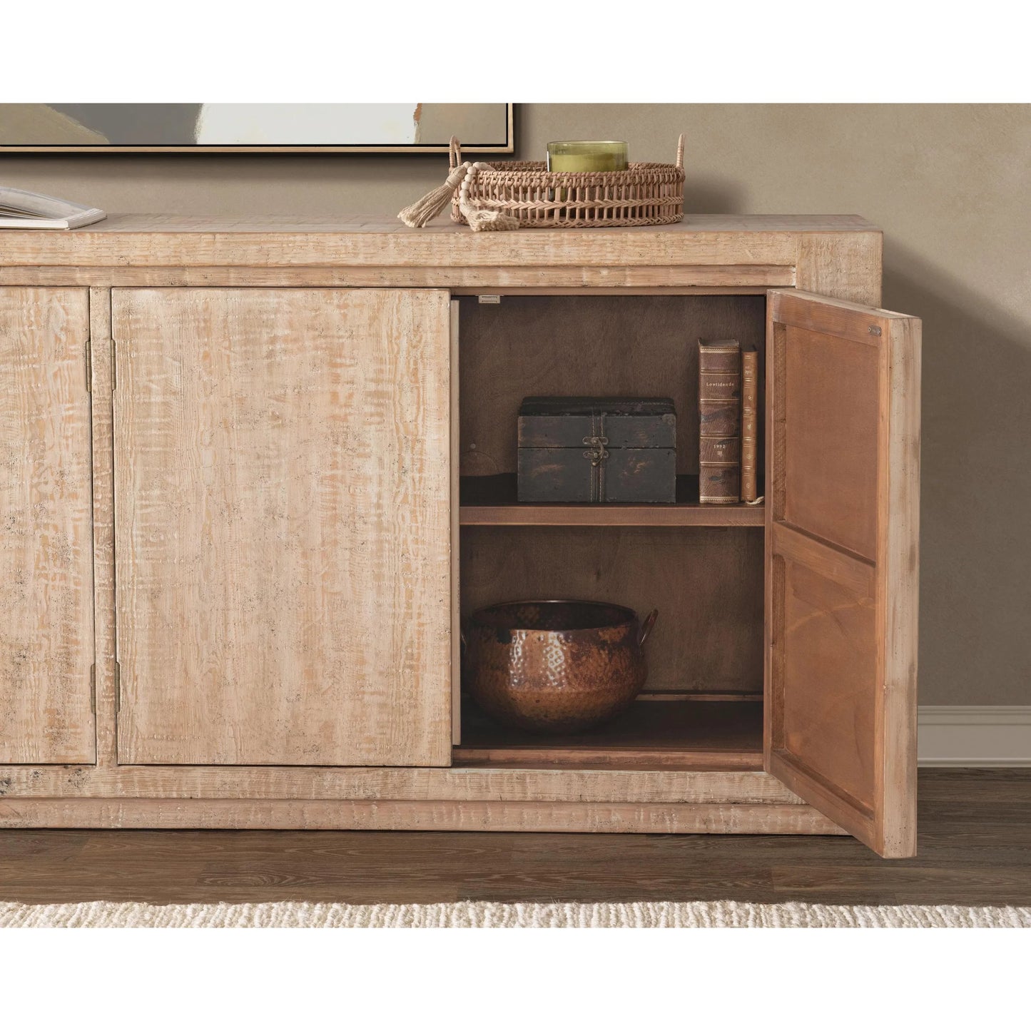 011 SI-2303297 | Closeup | Wolden Reclaimed Pine Buffet Sideboard by Classic Home. Made from reclaimed pine in a transitional style.