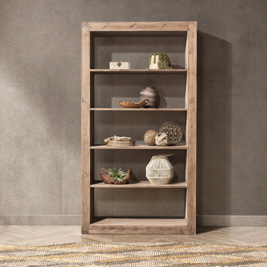 Nalani Reclaimed Pine Bookshelf by Classic Home. Made from reclaimed pine in a unique style.