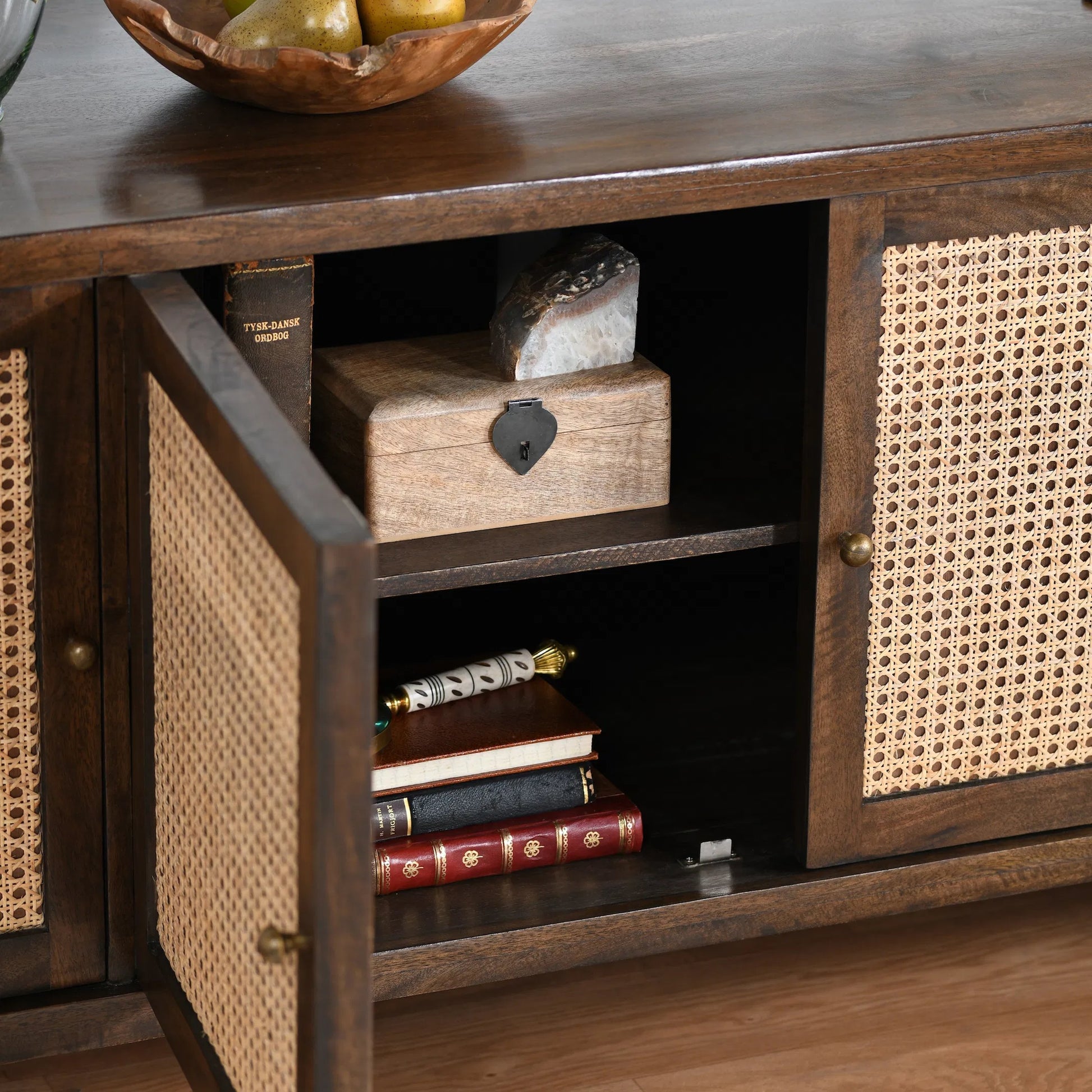 Teresa 4-Door Sideboard by Kosas Home. Made from mango wood, plywood in a unique style.