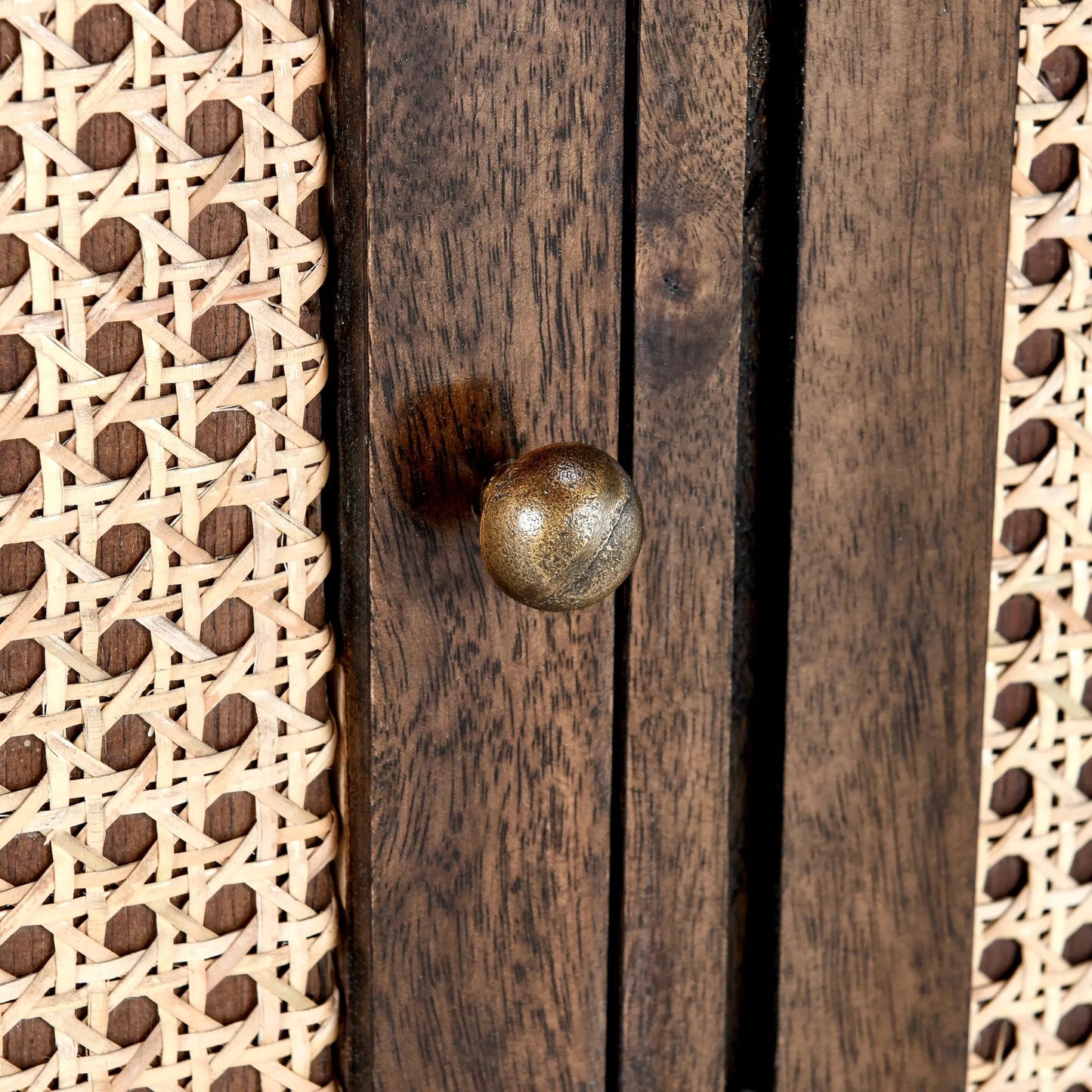 008 SI-2303302 | Closeup | Teresa 4-Door Sideboard by Kosas Home. Made from mango wood, plywood in a unique style.
