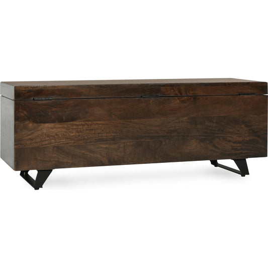 Axis Storage Trunk by Kosas Home. Made from mango wood top, iron legs in a modern style.