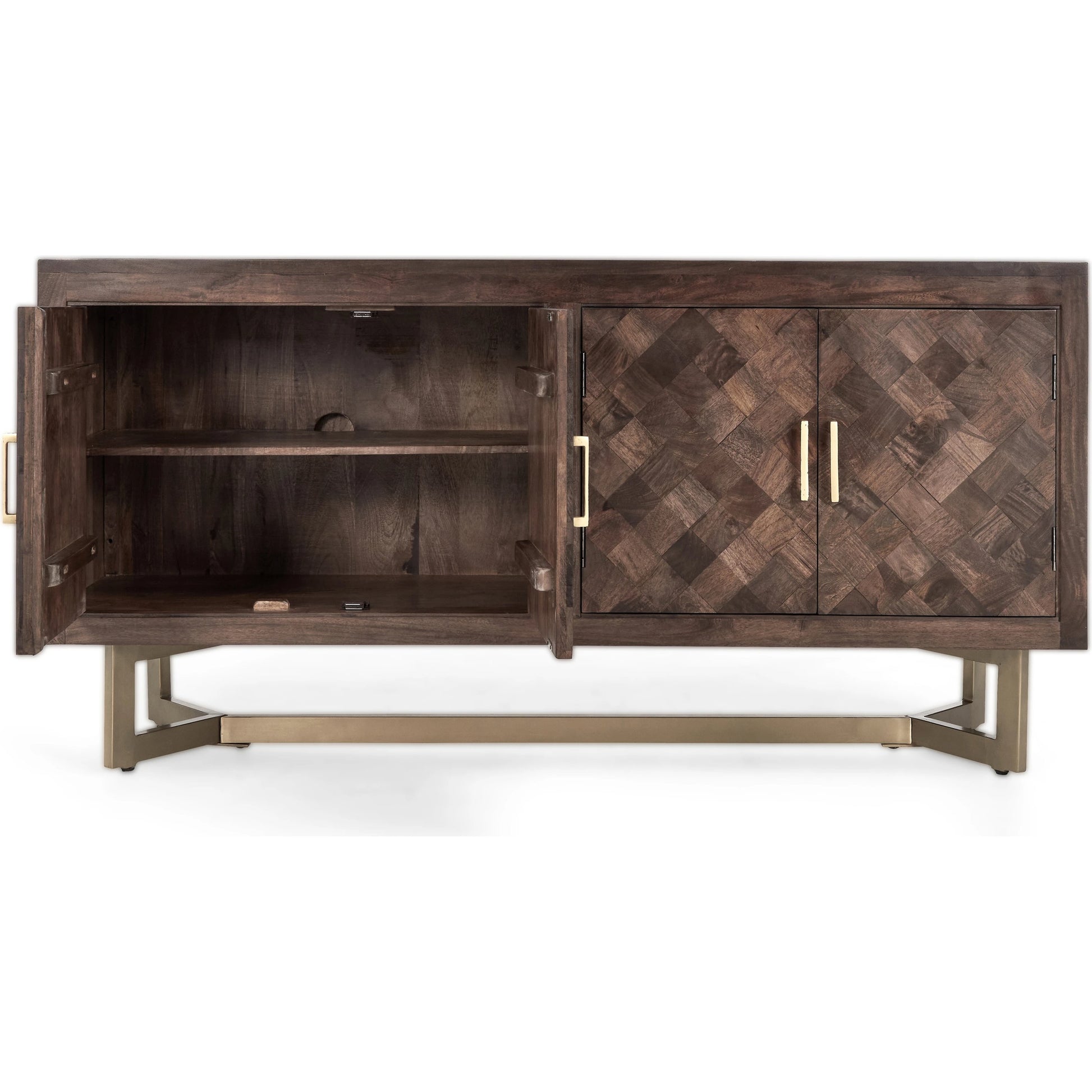 Kensie Sideboard by Classic Home in brown. Made from mango wood, iron base in a modern style.