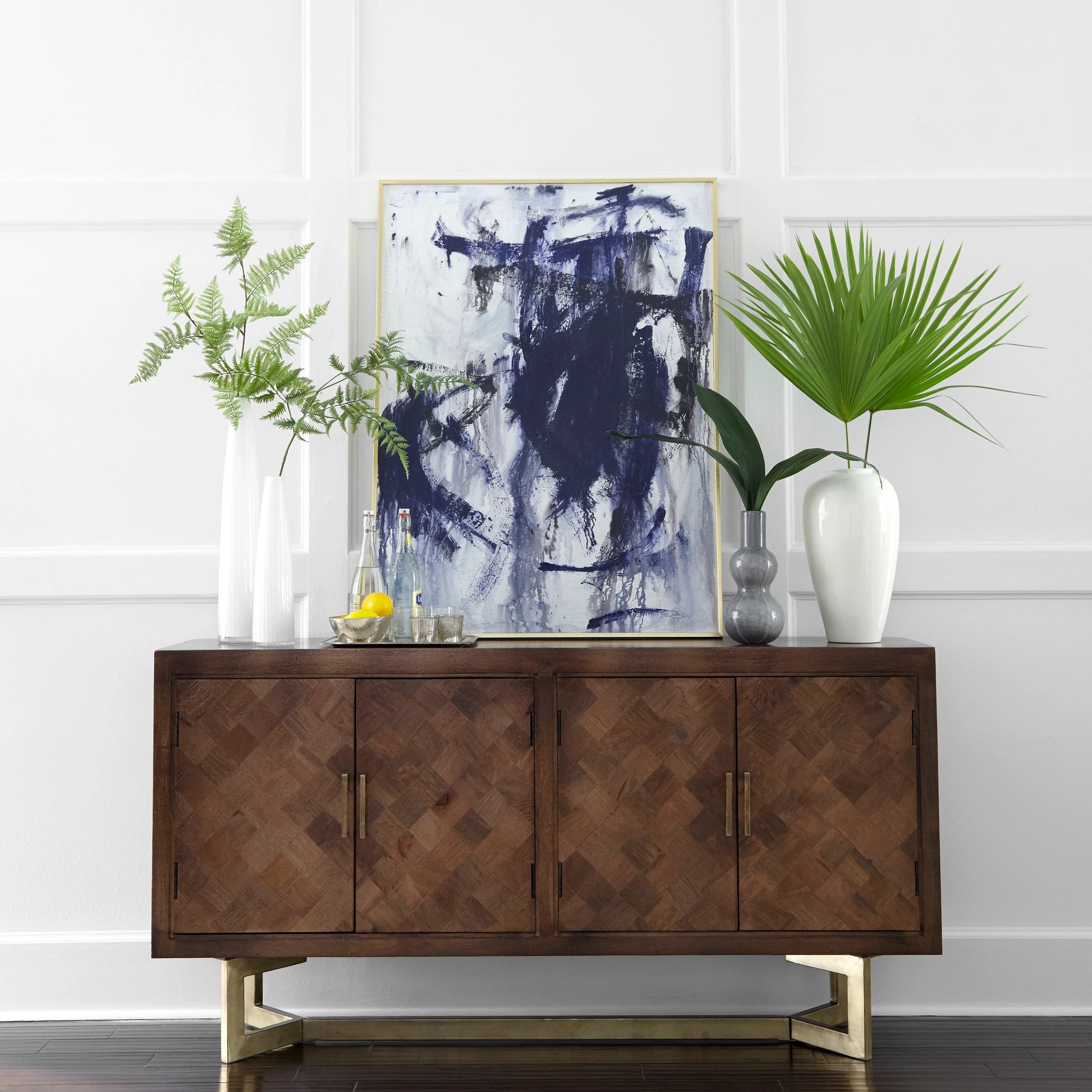 Kensie Sideboard by Classic Home in brown. Made from mango wood, iron base in a modern style.