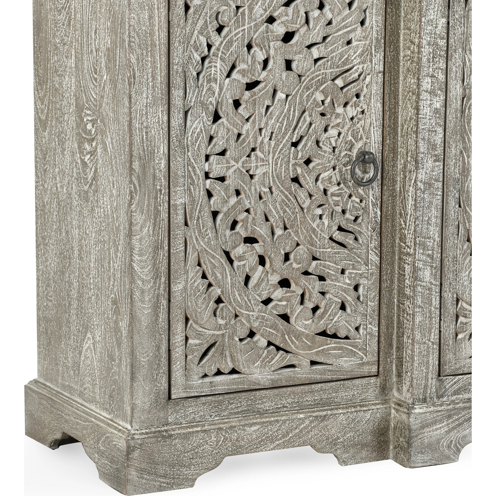 Harmony 4 Door Breakfront Sideboard by Classic Home in distressed warm gray. Made from mango wood in a eclectic & global style.