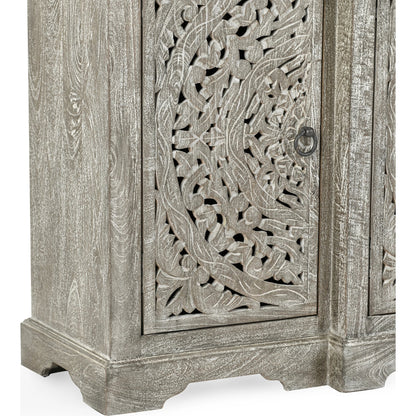 Harmony 4 Door Breakfront Sideboard by Classic Home in distressed warm gray. Made from mango wood in a eclectic & global style.