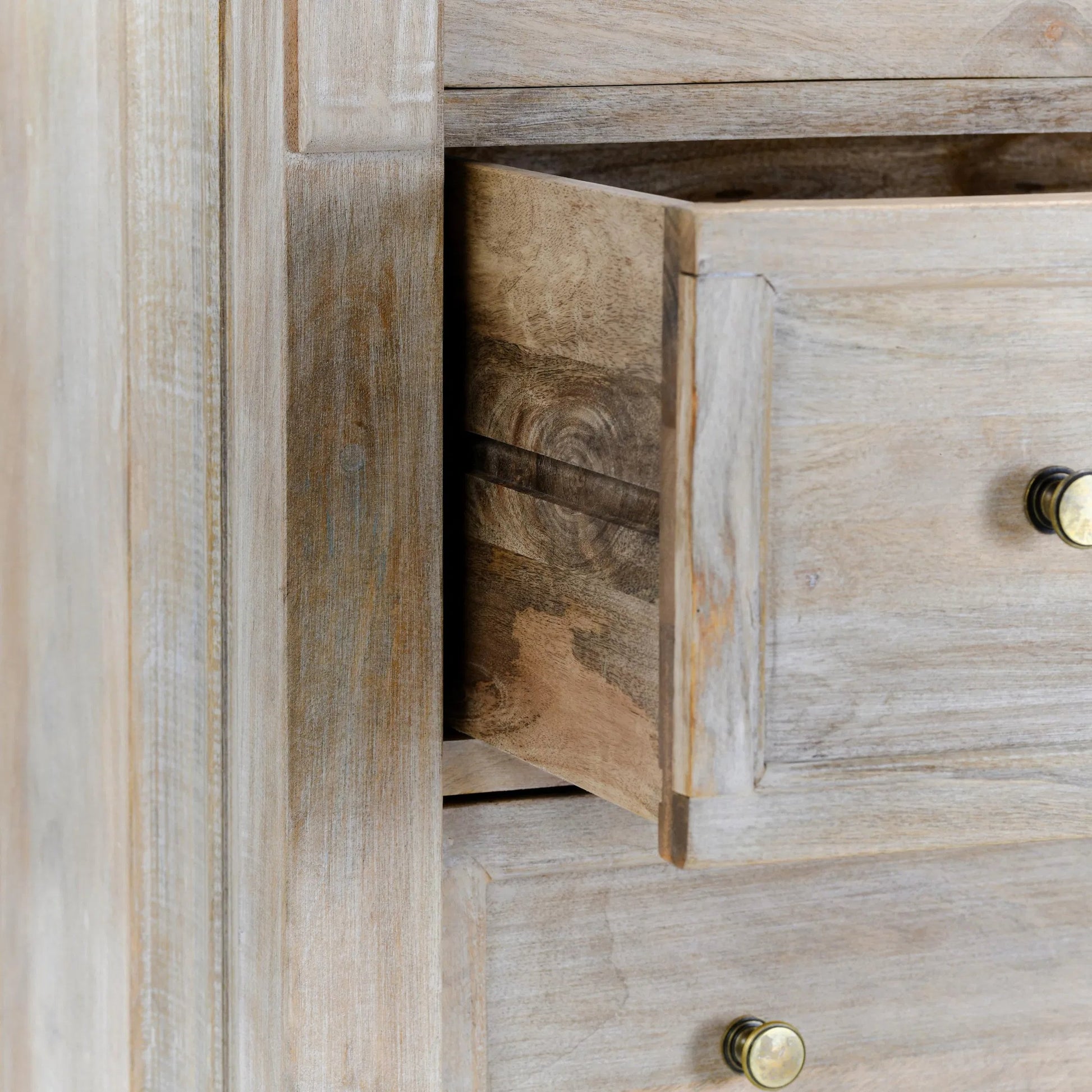 Adelaide 6-Drawer Mango Wood Chest by Classic Home in white wash. Made from mango wood in a transitional style.