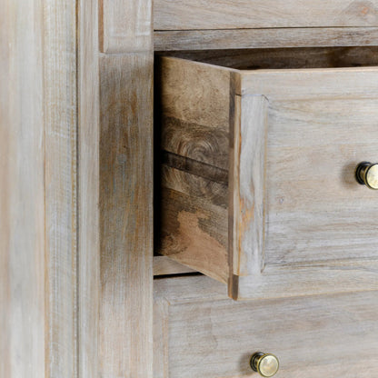 Adelaide 6-Drawer Mango Wood Chest by Classic Home in white wash. Made from mango wood in a transitional style.
